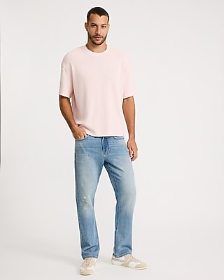 Boxy Textured Crew Neck T-Shirt