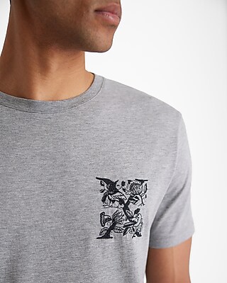 Embroidered Floral X Logo Graphic Perfect Pima Cotton T-Shirt