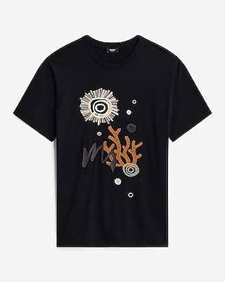 Embroidered Abstract Graphic Perfect Pima Cotton T-Shirt