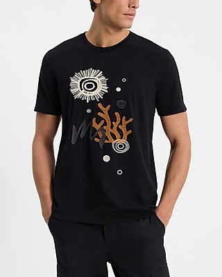 Embroidered Abstract Graphic Perfect Pima Cotton T-Shirt