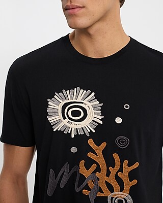 Embroidered Abstract Graphic Perfect Pima Cotton T-Shirt