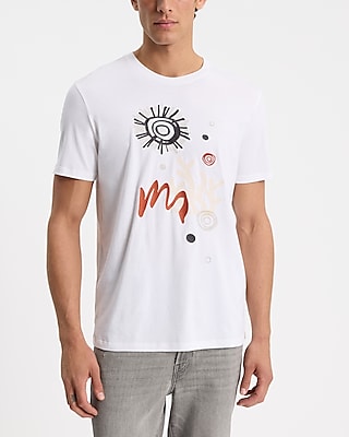 Embroidered Abstract Coral Graphic Perfect Pima Cotton T-Shirt