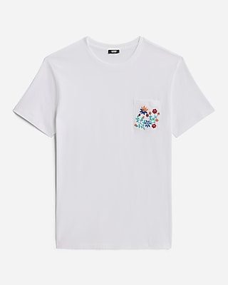 Embroidered Floral Pocket Perfect Pima Cotton T-Shirt