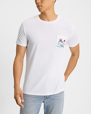 Embroidered Floral Pocket Perfect Pima Cotton T-Shirt