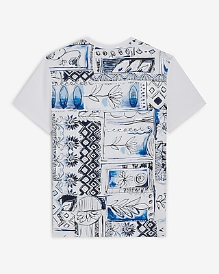 Sketched Pattern Back Graphic Perfect Pima Cotton T-Shirt