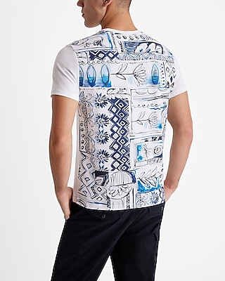 Sketched Pattern Back Graphic Perfect Pima Cotton T-Shirt