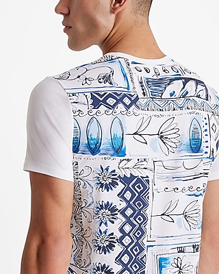 Sketched Pattern Back Graphic Perfect Pima Cotton T-Shirt