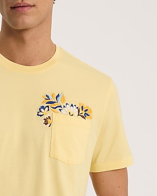 Embroidered Floral Pocket Perfect Pima Cotton T-Shirt