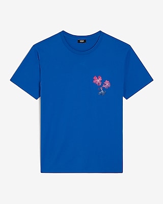 Embroidered Gradient Floral Graphic Perfect Pima Cotton T-Shirt