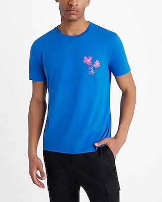 Embroidered Gradient Floral Graphic Perfect Pima Cotton T-Shirt