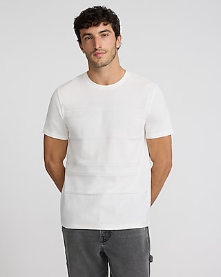 Textured Jacquard Striped Crew Neck T-Shirt