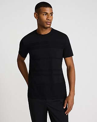 Textured Jacquard Striped Crew Neck T-shirt