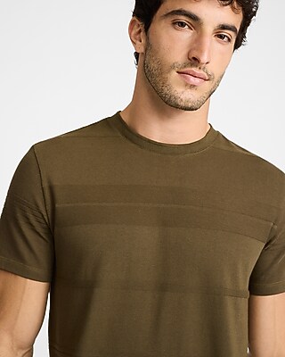 Textured Jacquard Striped Crew Neck T-Shirt