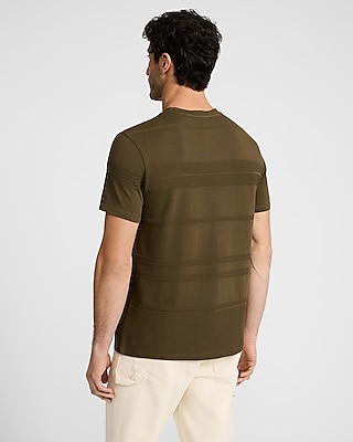Textured Jacquard Striped Crew Neck T-Shirt