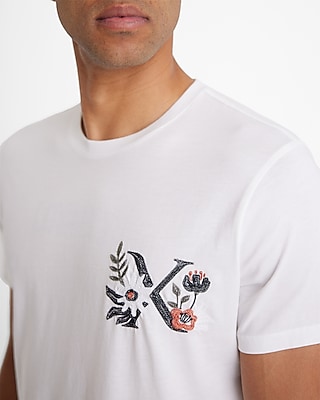 Embroidered Floral X-Logo Graphic Perfect Pima Cotton T-Shirt