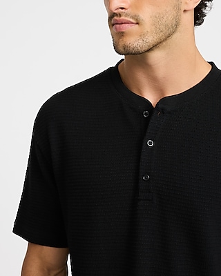 Classic Fit Textured Loose Henley