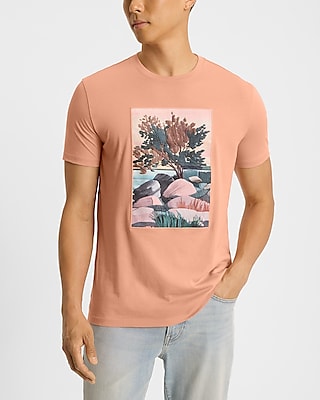 Embroidered Tree Scene Perfect Pima Cotton T-Shirt