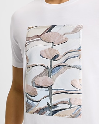 Embroidered Abstract Floral Perfect Pima Cotton T-Shirt