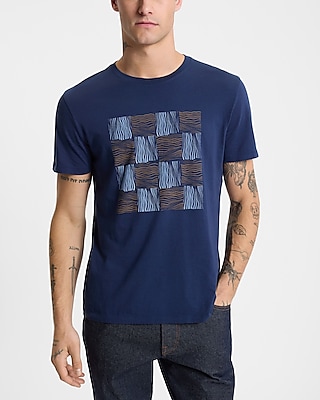 Checkered Wave Graphic Perfect Pima Cotton T-Shirt