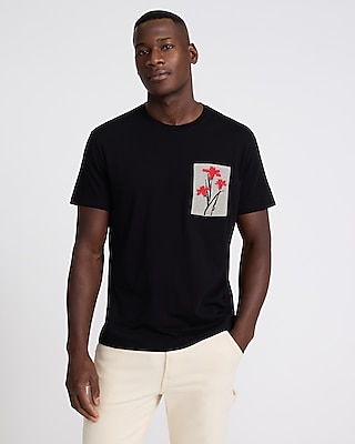 Embroidered Floral Graphic Perfect Pima Cotton T-Shirt