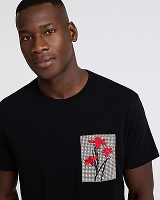 Embroidered Floral Graphic Perfect Pima Cotton T-shirt | Express