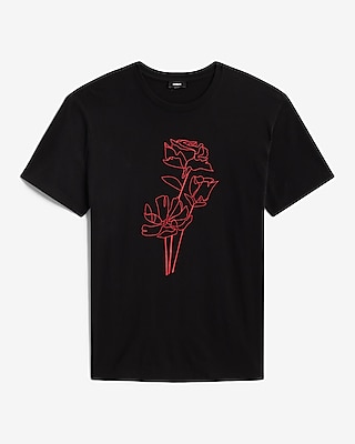 Line Rose Graphic Cotton T-Shirt