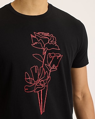 Line Rose Graphic Cotton T-Shirt