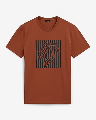 Abstract Striped Lion Perfect Pima Cotton Graphic T-Shirt