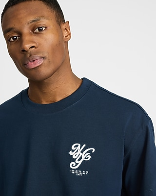 Embroidered NYC Chest Graphic Premium Weight Cropped Loose T-Shirt