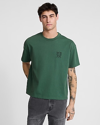 Embroidered X-logo Chest Graphic Heavyweight Cropped Loose T-shirt