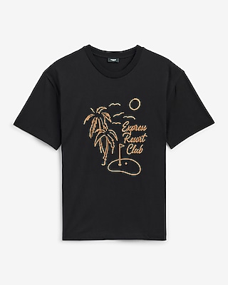 Classic Fit Embroidered Resort Club Cotton Graphic T-Shirt