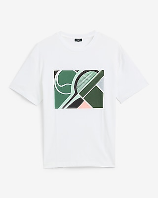 Classic Fit Abstract Racket Cotton Graphic T-Shirt