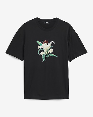 Classic Fit Cotton Lily Floral Graphic T-shirt | Express