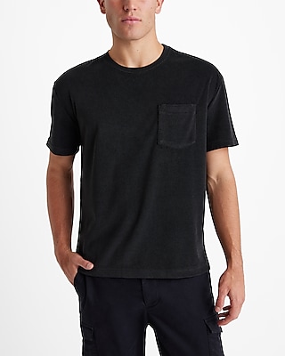 textured cotton-blend terry pocket t-shirt