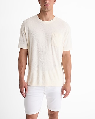 floral etched terry pocket t-shirt