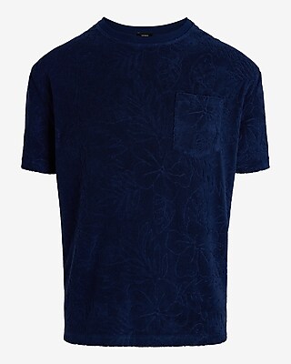Floral Etched Terry Pocket T-Shirt