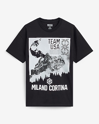 Team USA Winter Olympics Snowboarding Black Cotton Graphic T-Shirt