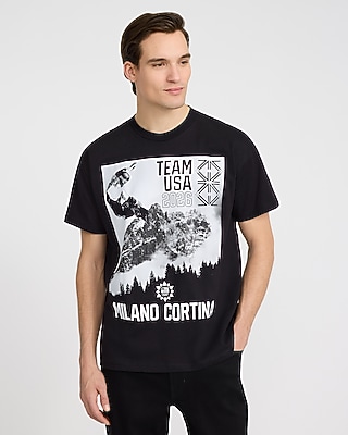 Team USA Winter Olympics Snowboarding Black Cotton Graphic T-Shirt