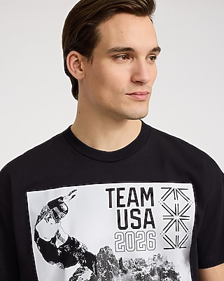Team USA Winter Olympics Snowboarding Black Cotton Graphic T-Shirt