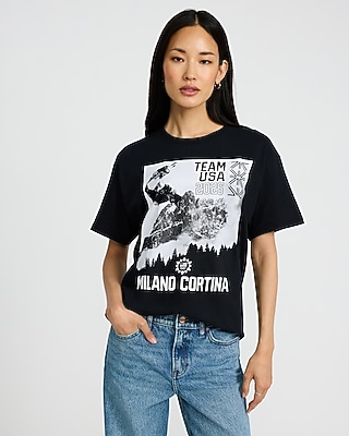 Team USA Winter Olympics Snowboarding Black Cotton Graphic T-Shirt