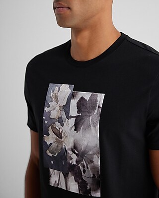 Layered Painted Shadow Floral Graphic T-Shirt