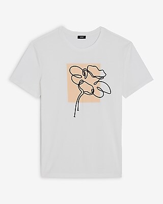 Embroidered Line Floral Graphic Perfect Pima Cotton T-Shirt