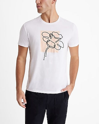 Embroidered Line Floral Graphic Perfect Pima Cotton T-Shirt