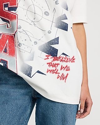 Team USA World Cup White Cotton Graphic T-Shirt