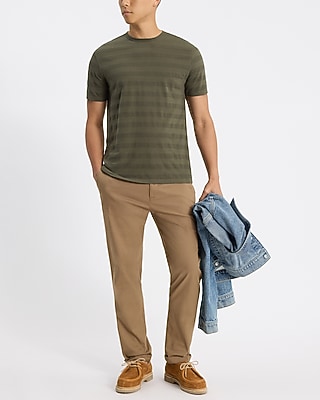 Textured Stripe Crew Neck T-Shirt