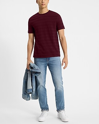 Textured Stripe Crew Neck T-Shirt