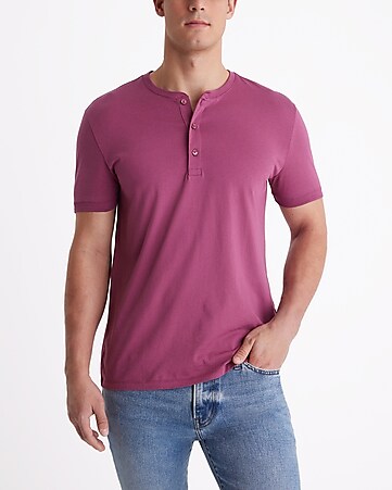 Men's Purple Henley Shirts - Express