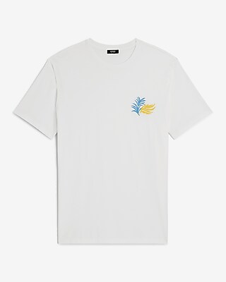 Embroidered Leaf Graphic Perfect Pima Cotton T-Shirt