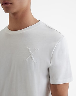 Abstract Embroidered X Logo Graphic Perfect Pima Cotton T-Shirt