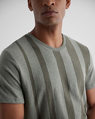 Textured Linen-Blend Striped Crew Neck T-Shirt - thumbnail 2